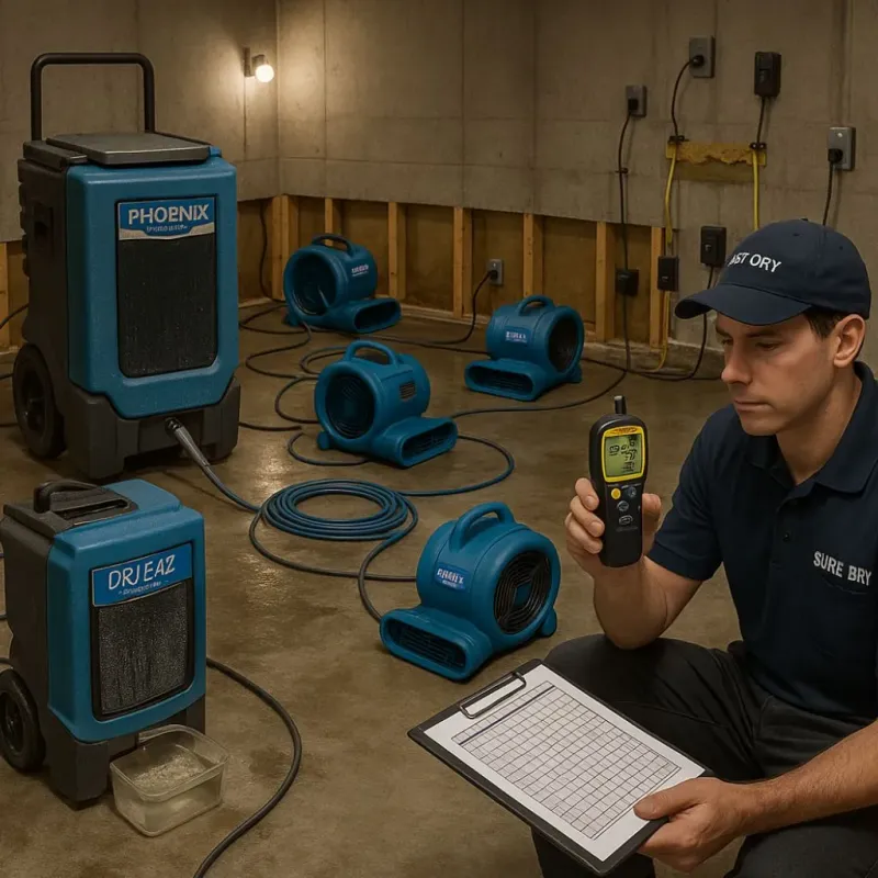 Structural Drying and Dehumidification process in Marshall, AR